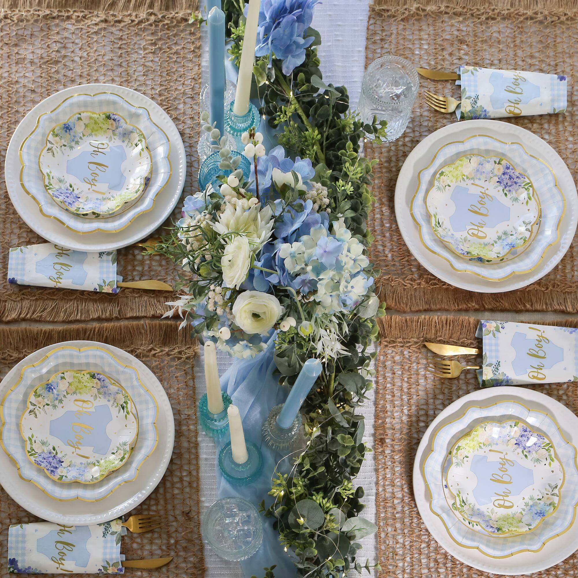 Kate Aspen® Blue Baby Shower Onesie Floral Tableware Set